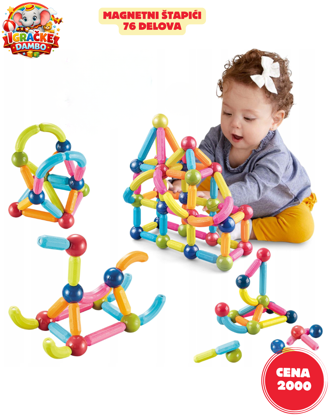 Magnetni štapići 76 delova